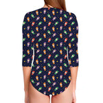 Cute Wizard Pattern Print Long Sleeve Swimsuit