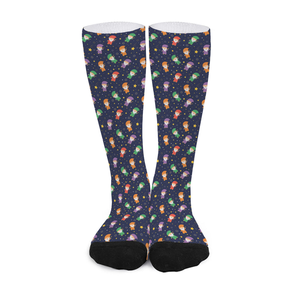 Cute Wizard Pattern Print Long Socks