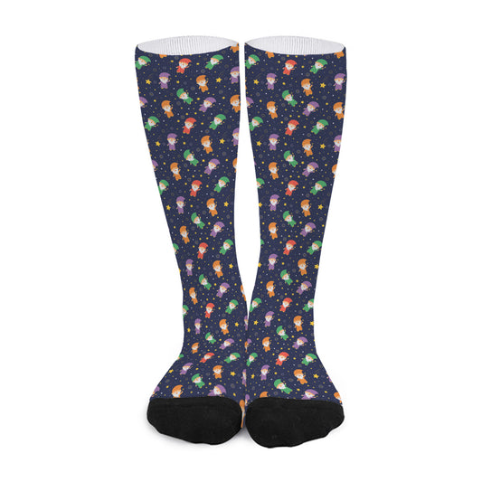 Cute Wizard Pattern Print Long Socks