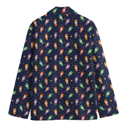 Cute Wizard Pattern Print Men's Blazer