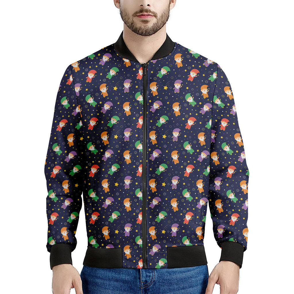 Cute Wizard Pattern Print Men's Bomber Jacket