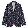 Cute Wizard Pattern Print Men's Cotton Blazer