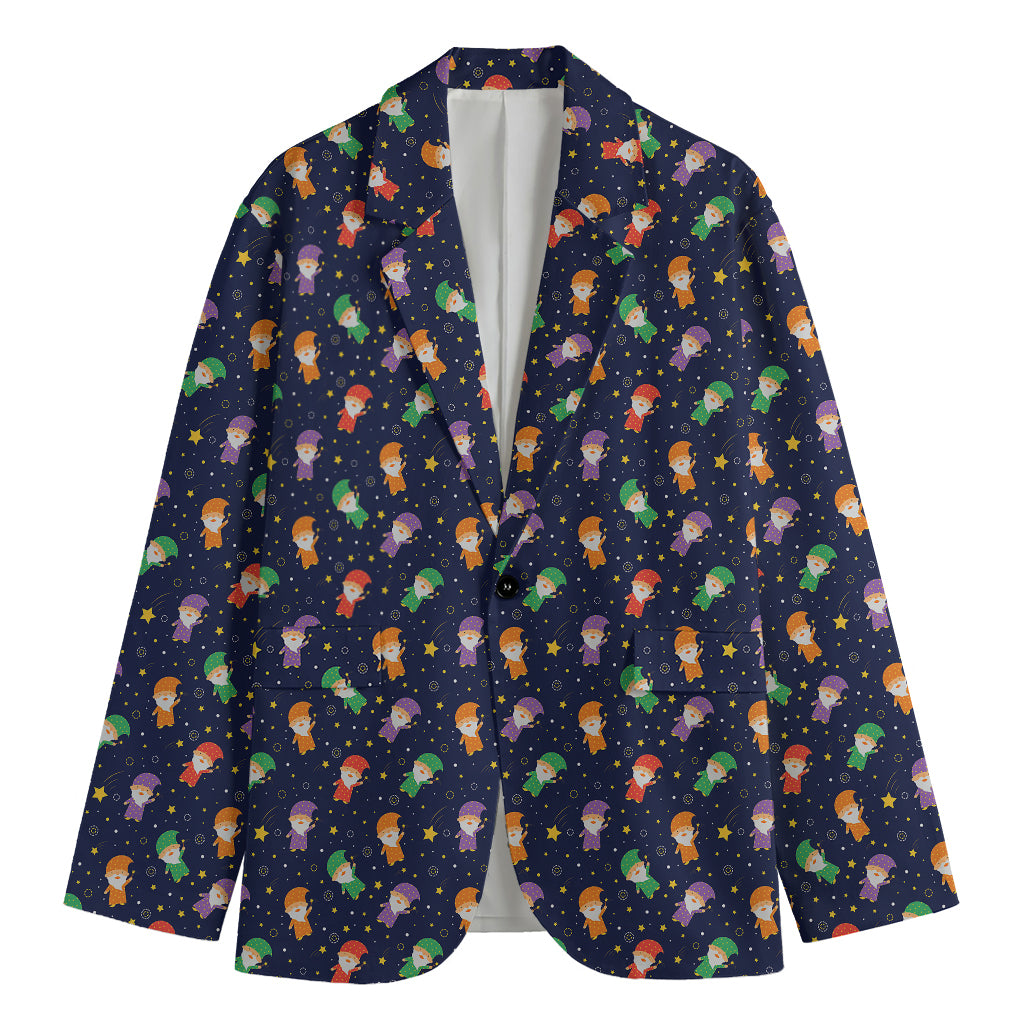 Cute Wizard Pattern Print Men's Cotton Blazer