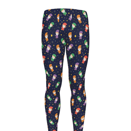 Cute Wizard Pattern Print Men's leggings