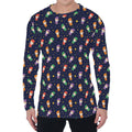 Cute Wizard Pattern Print Men's Long Sleeve T-Shirt