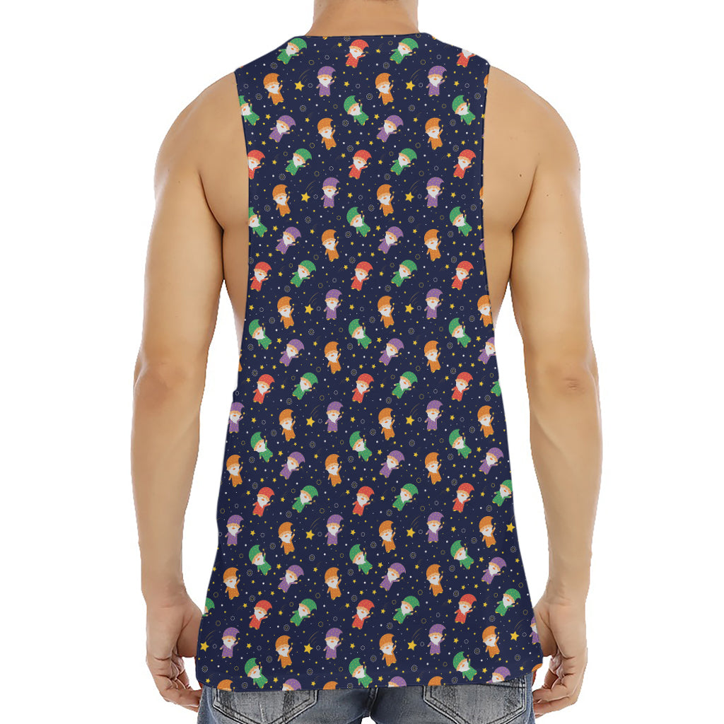 Cute Wizard Pattern Print Men's Muscle Tank Top