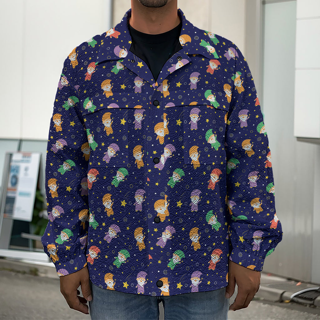 Cute Wizard Pattern Print Men's Shirt Jacket