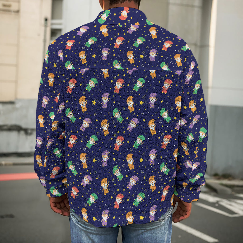 Cute Wizard Pattern Print Men's Shirt Jacket