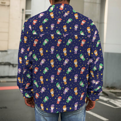 Cute Wizard Pattern Print Men's Shirt Jacket