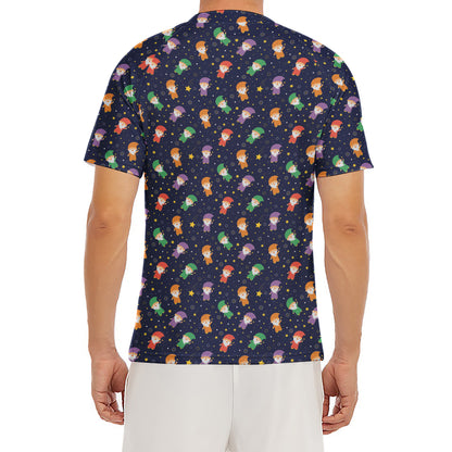 Cute Wizard Pattern Print Men's Short Sleeve Rash Guard