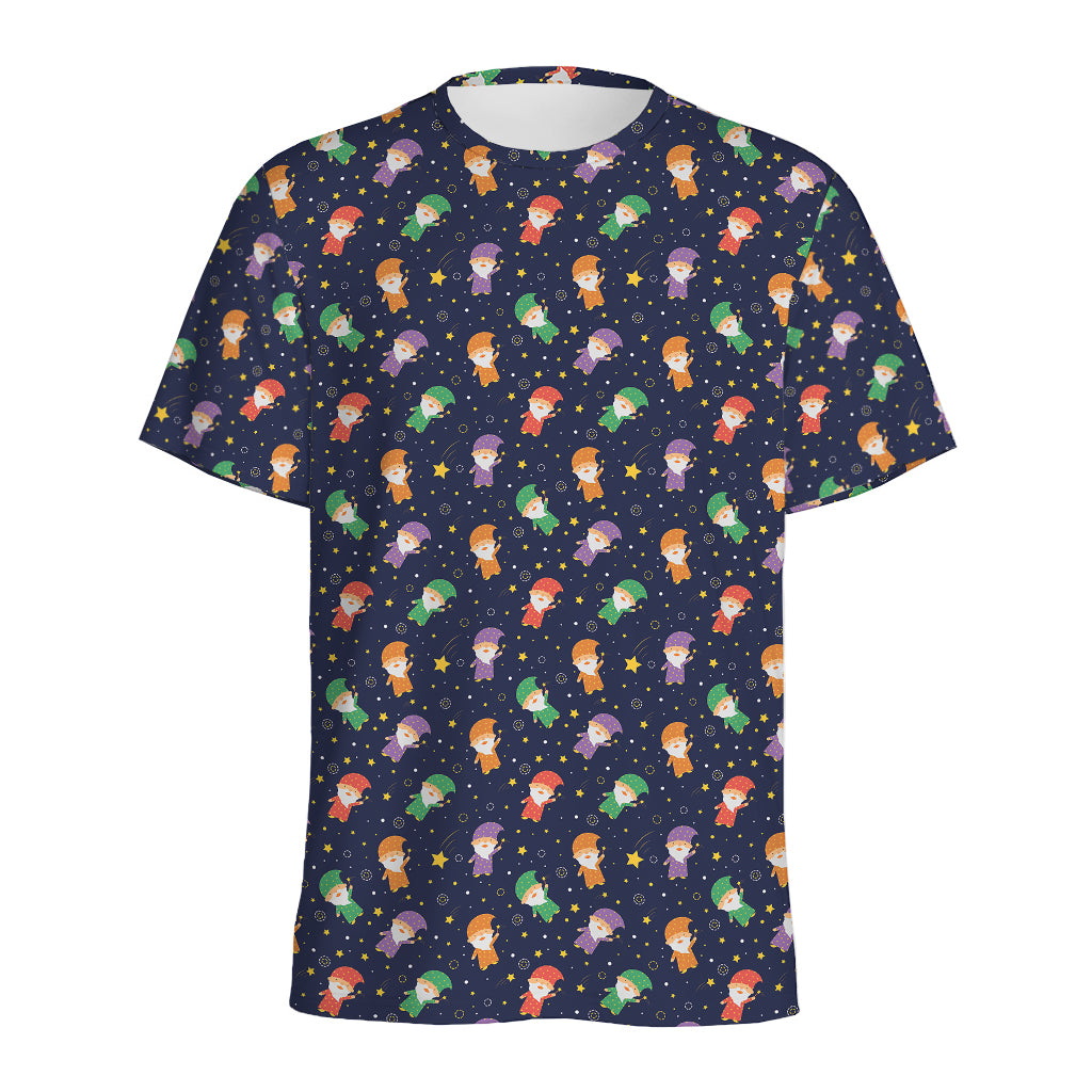Cute Wizard Pattern Print Men's Sports T-Shirt