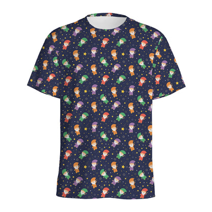 Cute Wizard Pattern Print Men's Sports T-Shirt