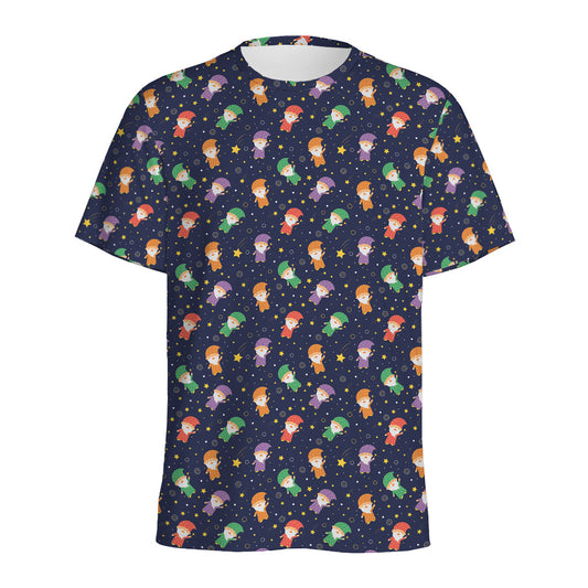 Cute Wizard Pattern Print Men's Sports T-Shirt