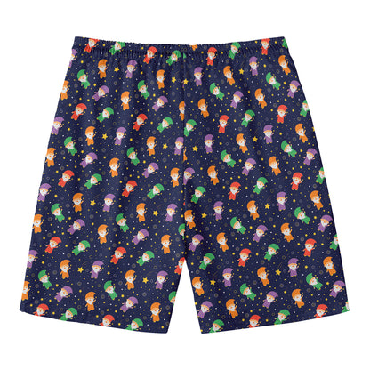 Cute Wizard Pattern Print Men's Swim Trunks