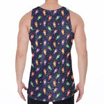 Cute Wizard Pattern Print Men's Velvet Tank Top