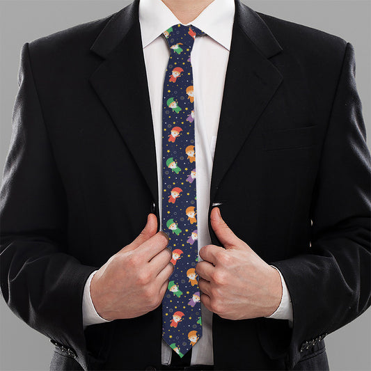 Cute Wizard Pattern Print Necktie