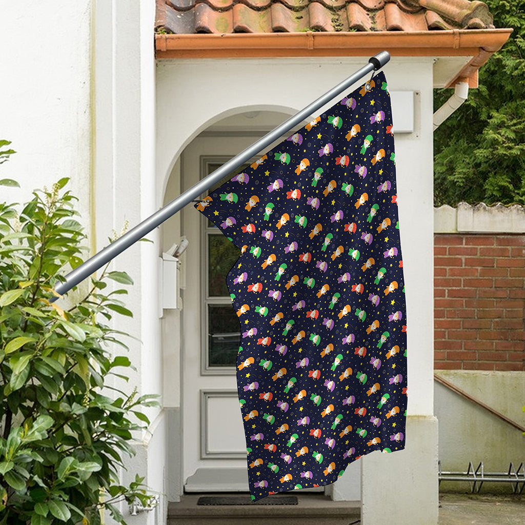 Cute Wizard Pattern Print Polyester Flag