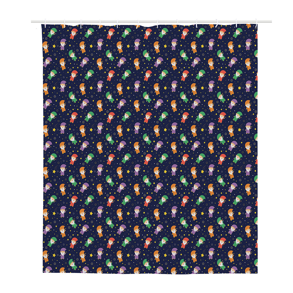 Cute Wizard Pattern Print Polyester Shower Curtain