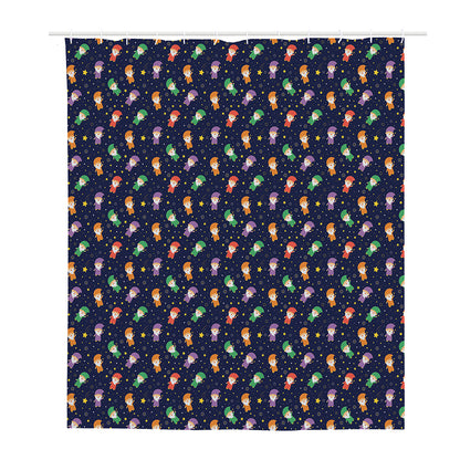 Cute Wizard Pattern Print Polyester Shower Curtain