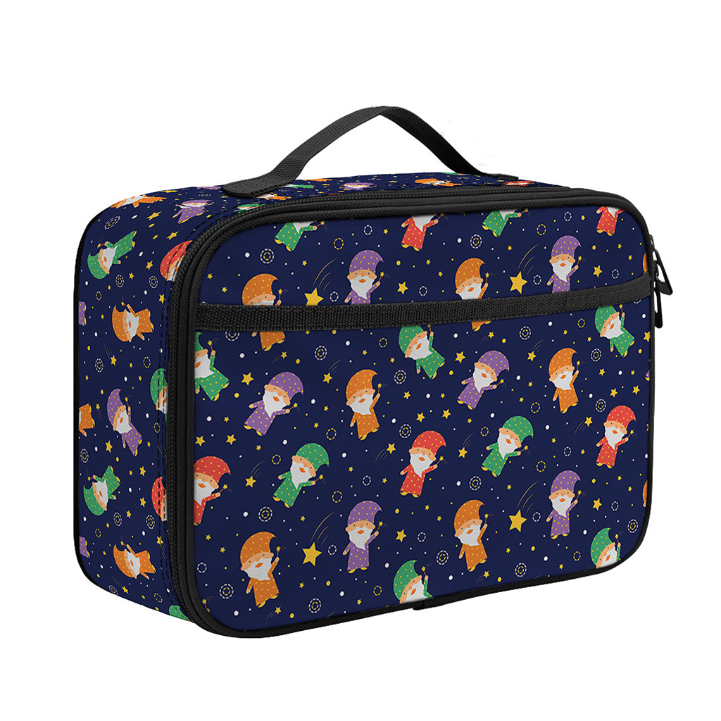 Cute Wizard Pattern Print Portable Lunch Bag