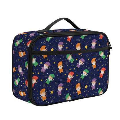 Cute Wizard Pattern Print Portable Lunch Bag