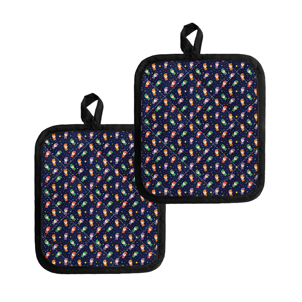 Cute Wizard Pattern Print Pot Holders