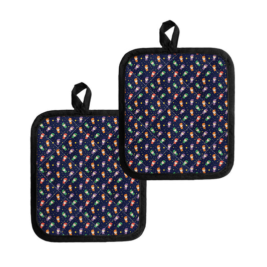 Cute Wizard Pattern Print Pot Holders