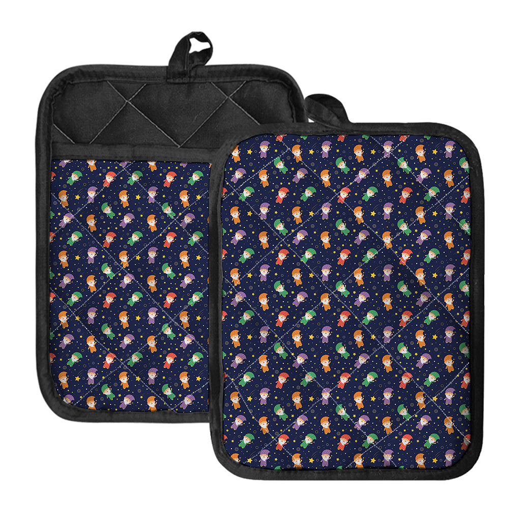 Cute Wizard Pattern Print Pot Holders With Pocket