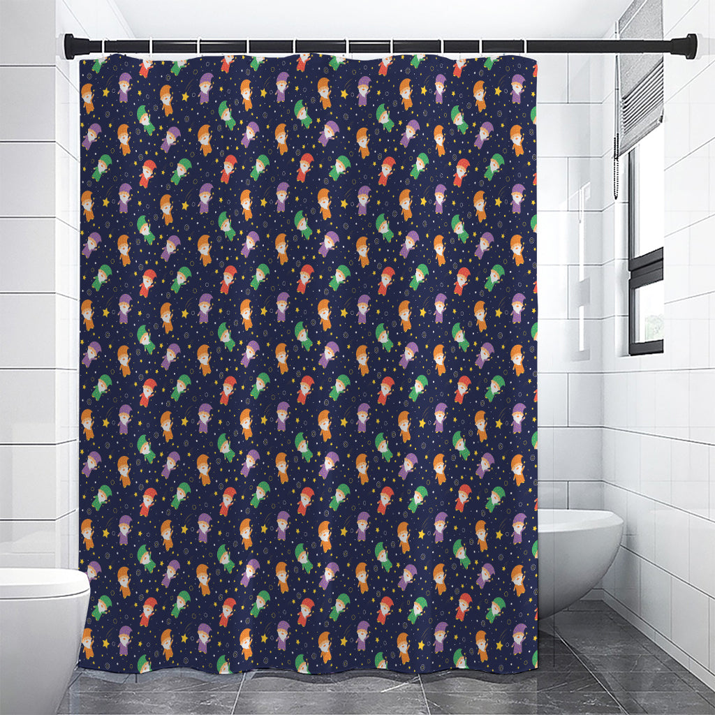 Cute Wizard Pattern Print Premium Shower Curtain