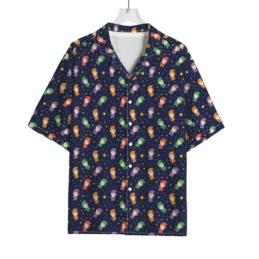 Cute Wizard Pattern Print Rayon Hawaiian Shirt