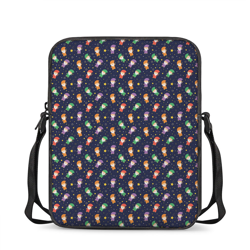 Cute Wizard Pattern Print Rectangular Crossbody Bag