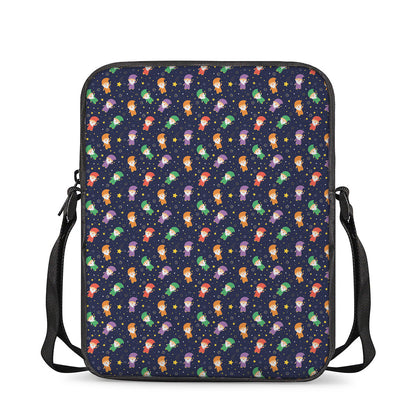 Cute Wizard Pattern Print Rectangular Crossbody Bag