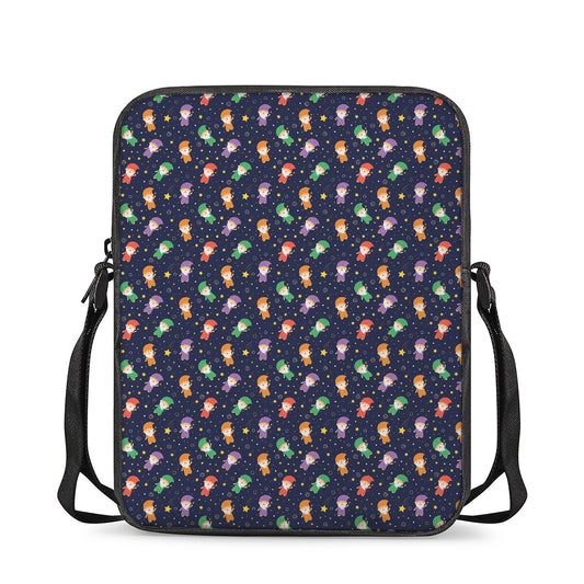 Cute Wizard Pattern Print Rectangular Crossbody Bag