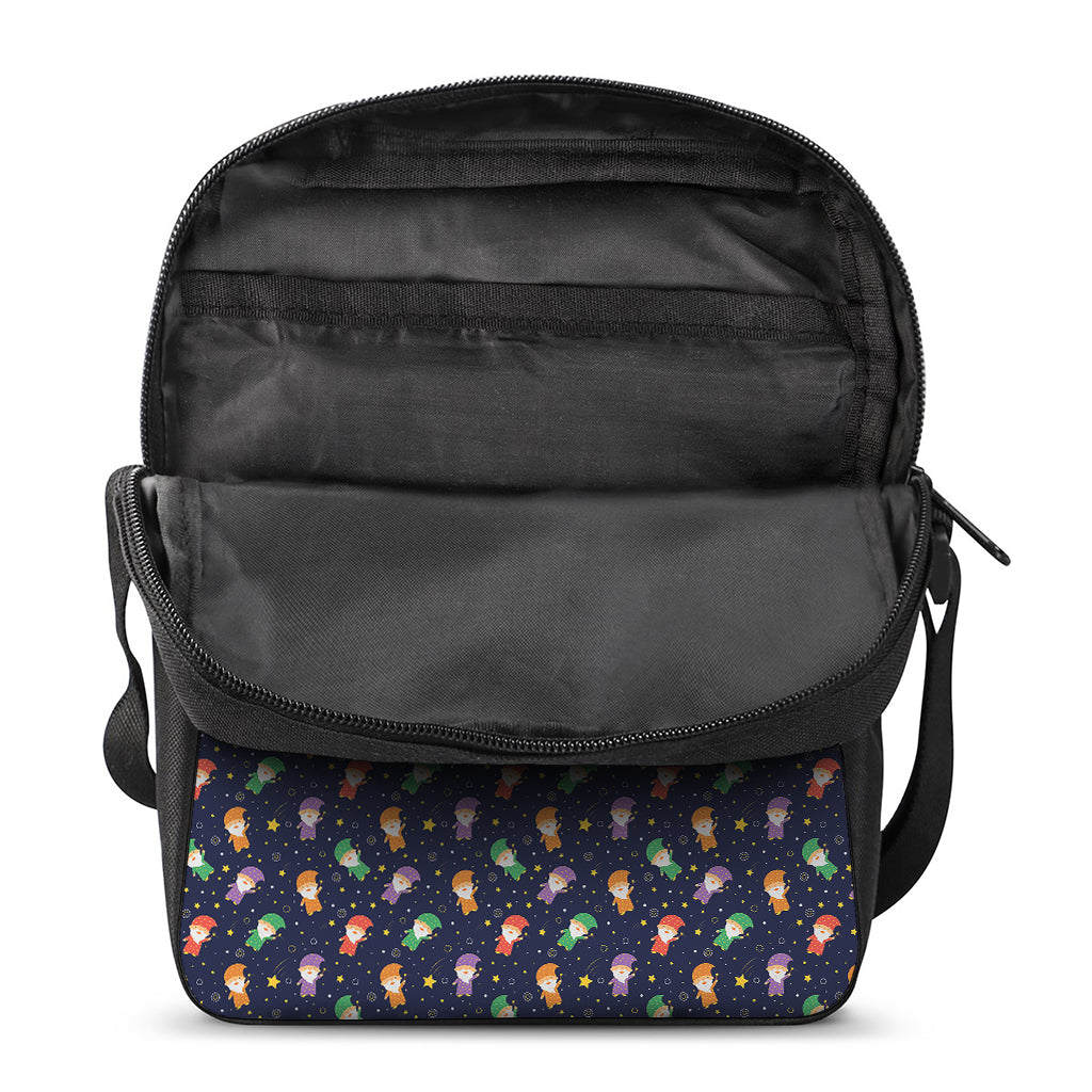 Cute Wizard Pattern Print Rectangular Crossbody Bag