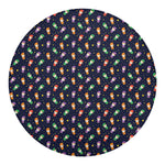 Cute Wizard Pattern Print Round Blanket