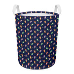 Cute Wizard Pattern Print Round Laundry Basket