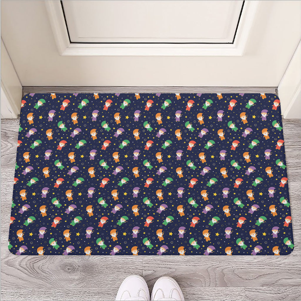 Cute Wizard Pattern Print Rubber Doormat