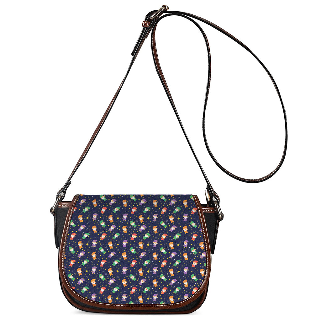 Cute Wizard Pattern Print Saddle Bag