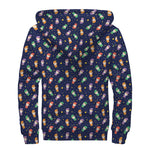 Cute Wizard Pattern Print Sherpa Lined Zip Up Hoodie