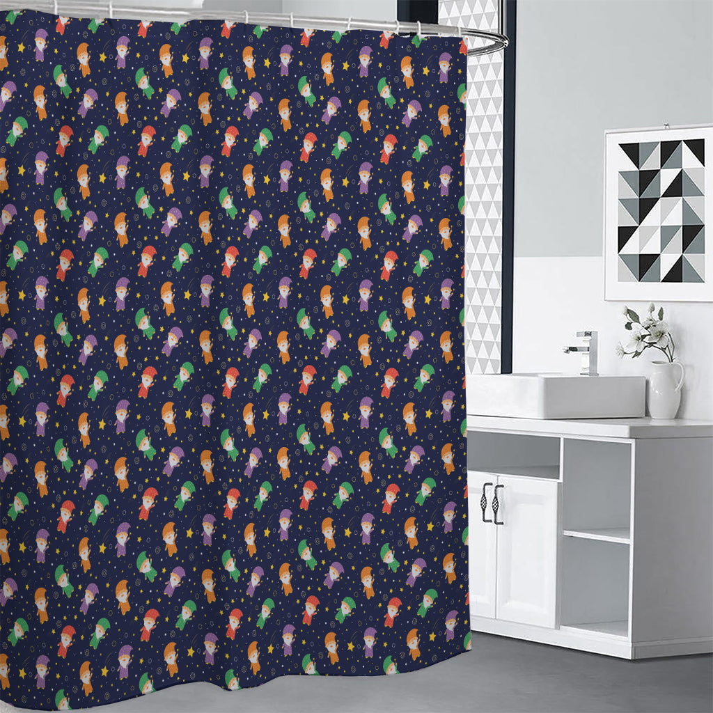 Cute Wizard Pattern Print Shower Curtain