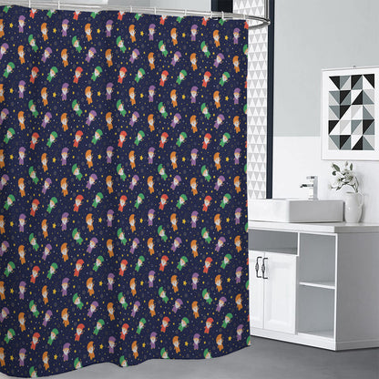 Cute Wizard Pattern Print Shower Curtain