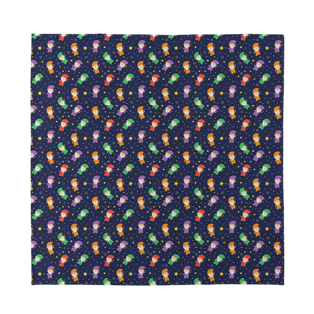 Cute Wizard Pattern Print Silk Bandana
