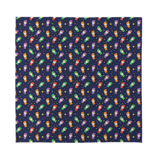 Cute Wizard Pattern Print Silk Bandana