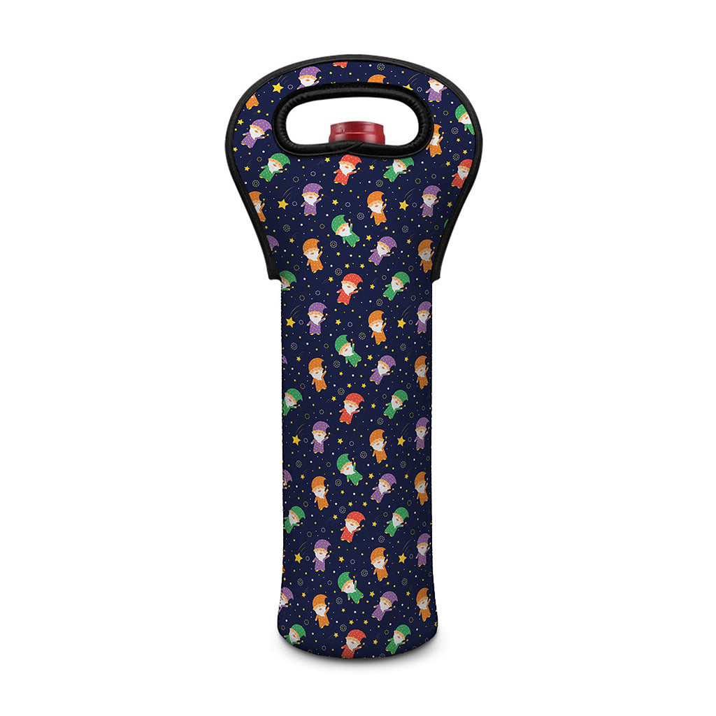 Cute Wizard Pattern Print Single Neoprene Wine Tote