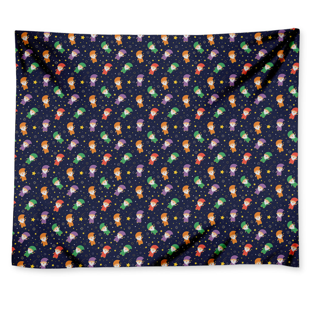 Cute Wizard Pattern Print Tapestry