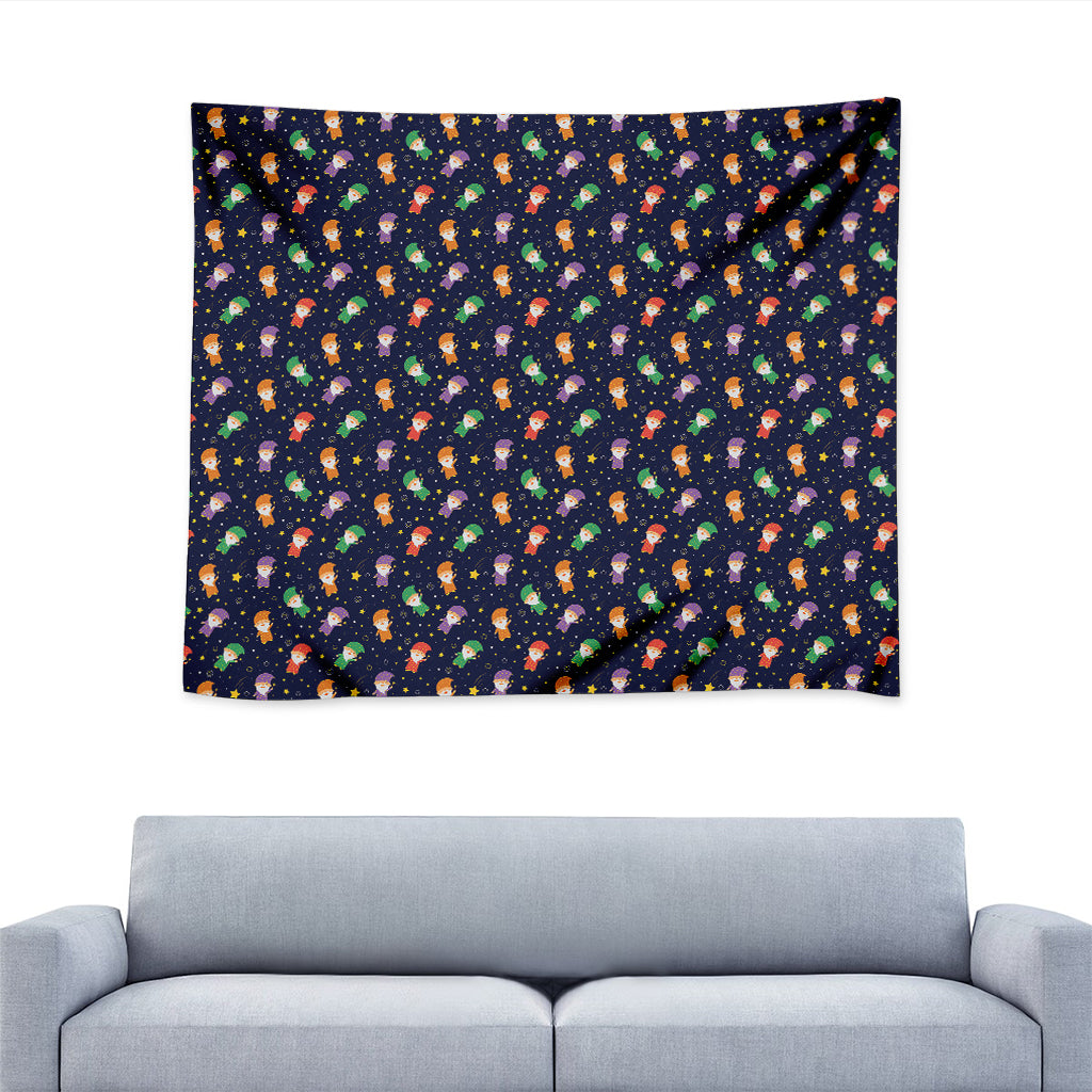 Cute Wizard Pattern Print Tapestry