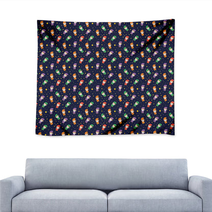 Cute Wizard Pattern Print Tapestry