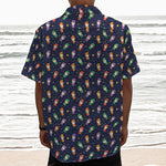 Cute Wizard Pattern Print Textured Short Sleeve Shirt