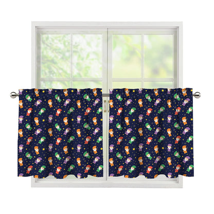 Cute Wizard Pattern Print Tier Curtains