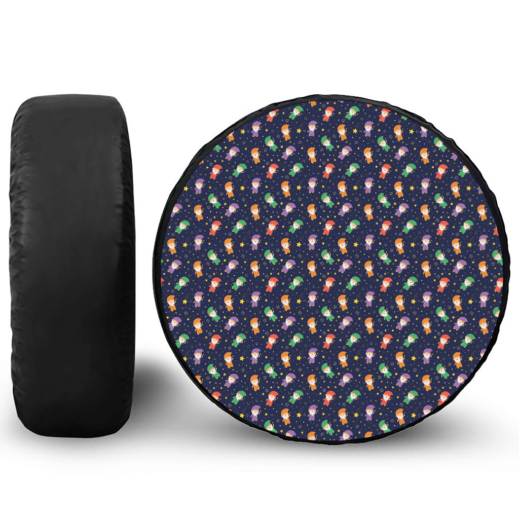 Cute Wizard Pattern Print Tire Cover